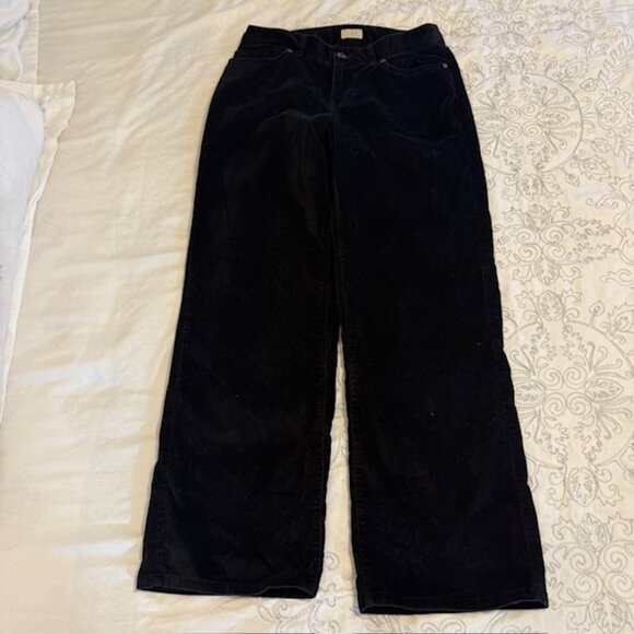 LL Bean Pants Womens Size 8 Black Soft Velvet Outdoors Thick Favorite Fit - Picture 1 of 10